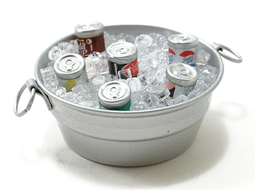 Dollhouse Miniature Tub W/Ice And Canned Drinks Dollhouse Miniature Tub W/Ice And Canned Drinks